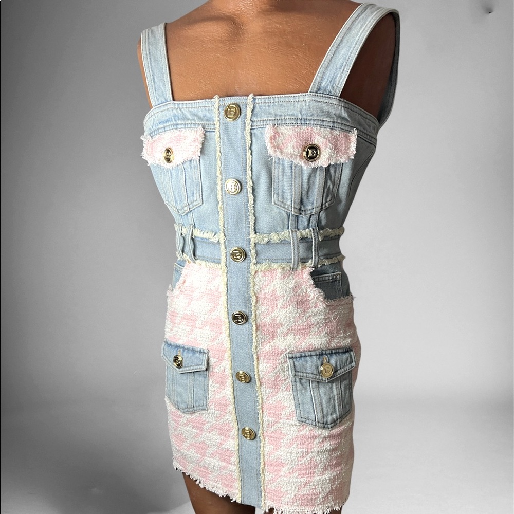 Balmain Denim & Tweed Minidress as seen on “Selling Sunset”….